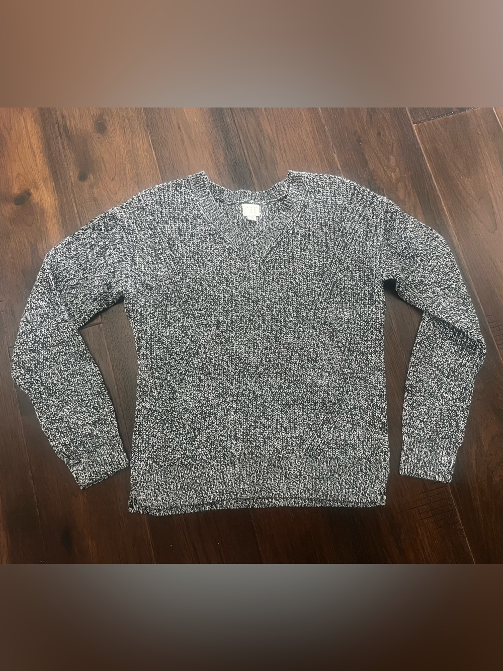 Women’s Black and White Marled Pullover Sweater